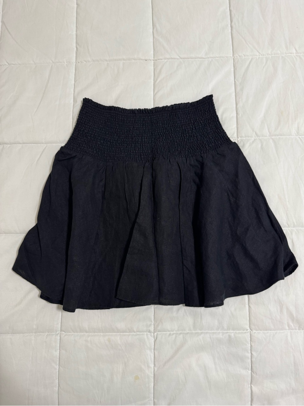 J. Crew Black Mini Skirt with Smocked Waist
